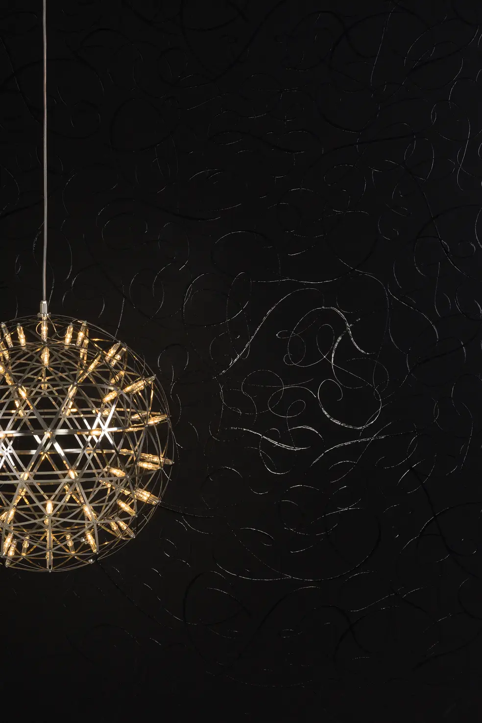 Wallcovering Extinct Animals Calligraphy Bird with Raimond suspension light